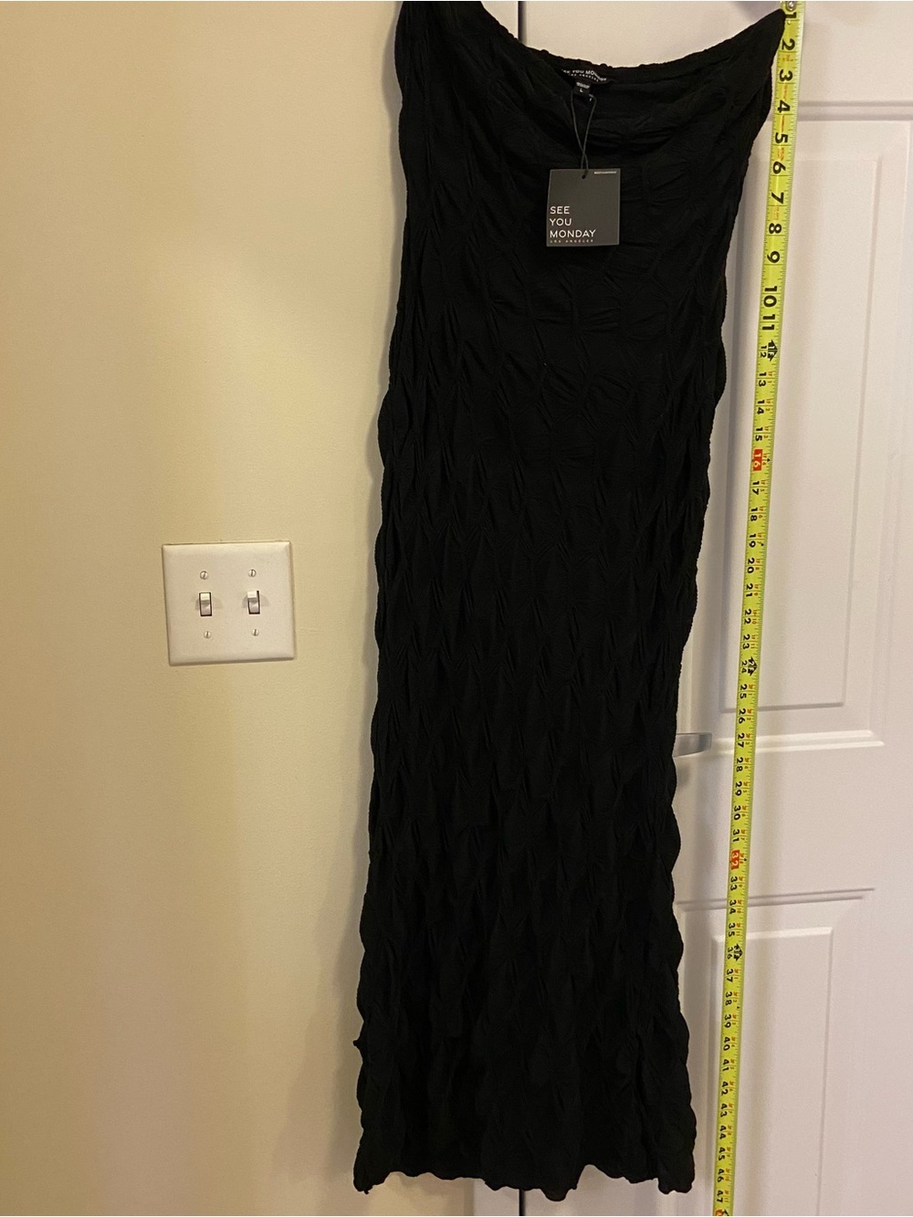 🖤See You Monday Black Crinkle Tube Maxi Dress🖤